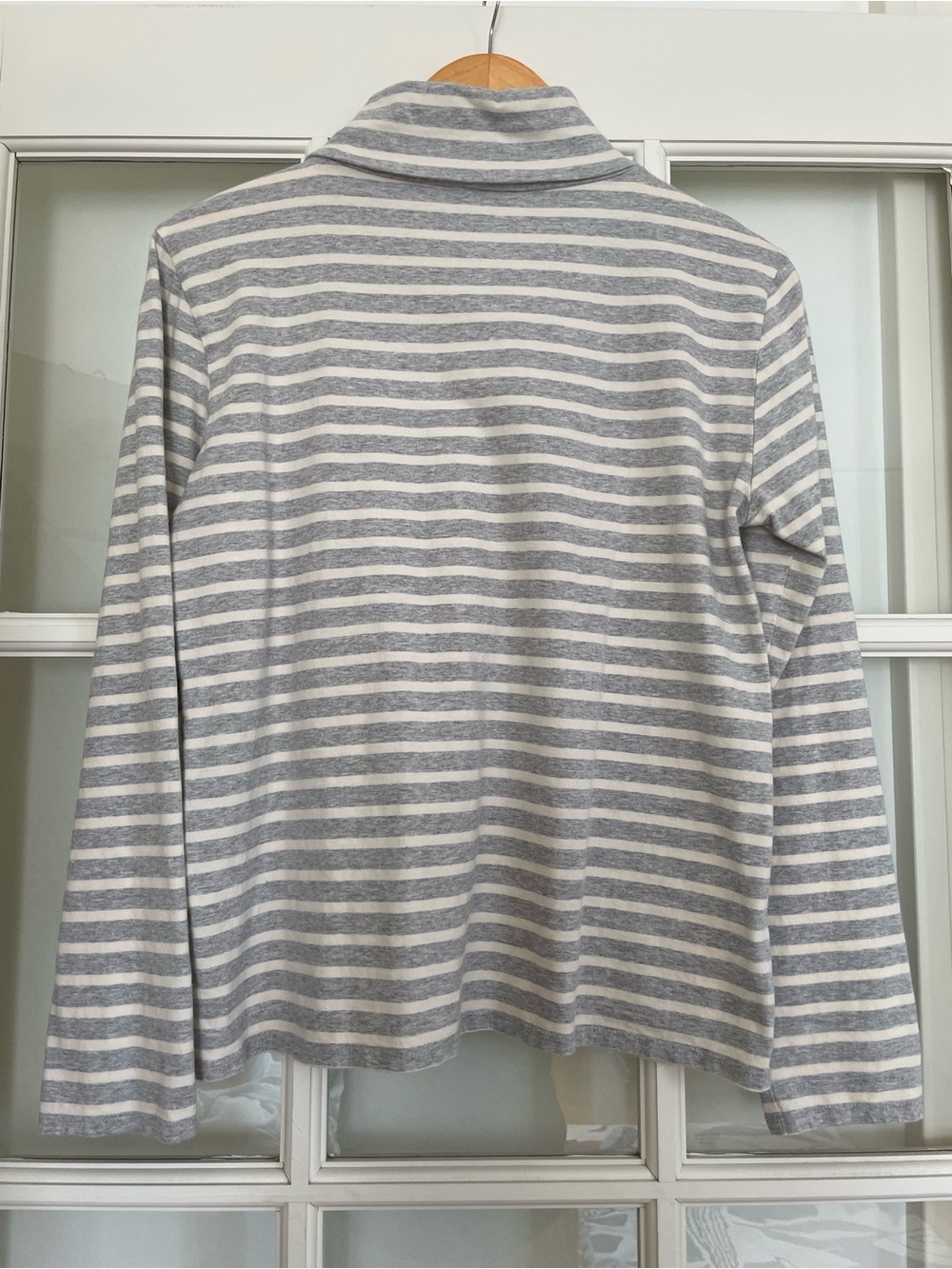 Kule Breton striped turtleneck light grey and white 100% cotton Large L - Picture 3 of 6